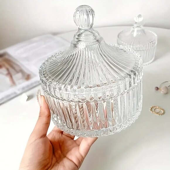 1pc.  Glass Trinket - Jewelry Jar - Picture 1 of 4